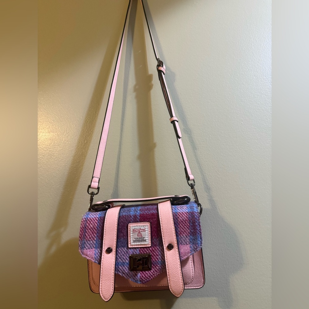 Chic Pink and Purple Plaid Crossbody Bag